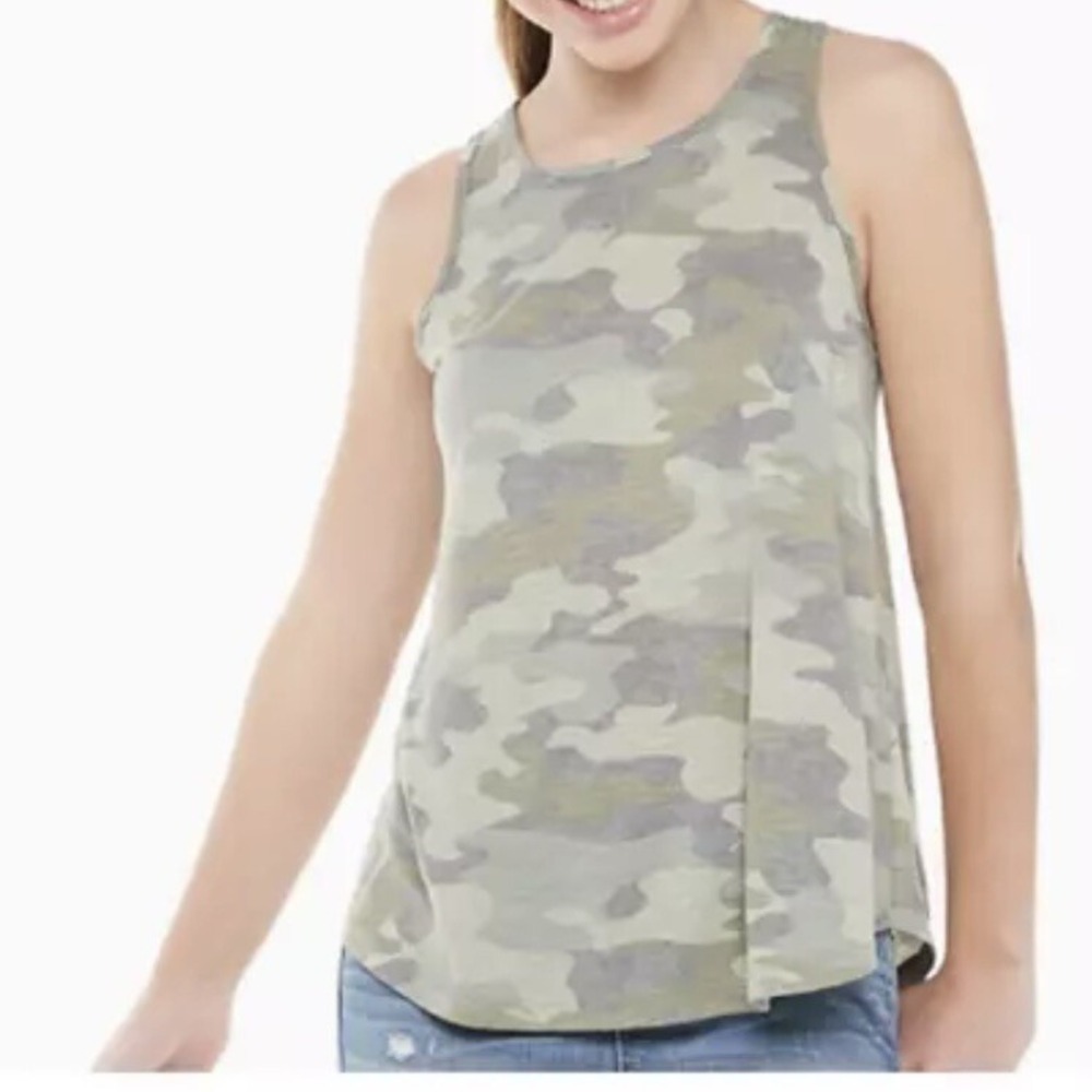 SO Juniors Favorite High Neck Tank Top Small New with Tags Camouflage Green Cute